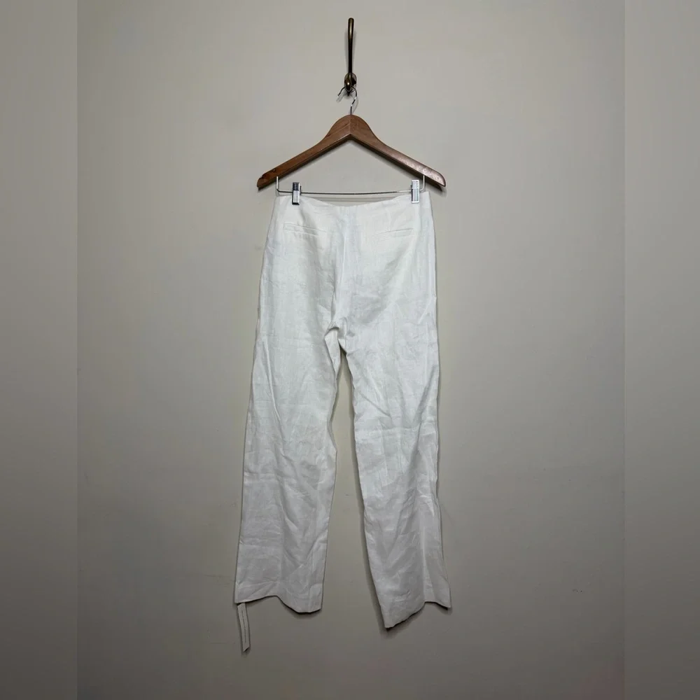 Reformation Vida Linen Low Rise Pants in white